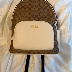 Coach Brown and White Backpack